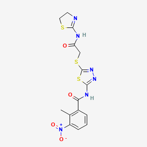 N-(5-((2-((4,5-dihydrothiazol-2-yl)amino)-2-oxoethyl)thio)-1,3,4-thiadiazol-2-yl)-2-methyl-3-nitrobenzamide