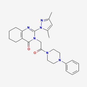 molecular formula C25H30N6O2 B3010099 2-(3,5-dimethyl-1H-pyrazol-1-yl)-3-(2-oxo-2-(4-phenylpiperazin-1-yl)ethyl)-5,6,7,8-tetrahydroquinazolin-4(3H)-one CAS No. 1007277-97-5
