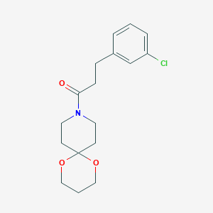 molecular formula C17H22ClNO3 B3010100 3-(3-Chlorophenyl)-1-(1,5-dioxa-9-azaspiro[5.5]undecan-9-yl)propan-1-one CAS No. 2034539-55-2