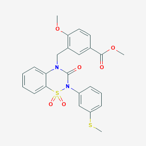 methyl 4-methoxy-3-((2-(3-(methylthio)phenyl)-1,1-dioxido-3-oxo-2H-benzo[e][1,2,4]thiadiazin-4(3H)-yl)methyl)benzoate