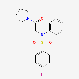 molecular formula C18H19FN2O3S B3010109 4-fluoro-N-[2-oxo-2-(1-pyrrolidinyl)ethyl]-N-phenylbenzenesulfonamide CAS No. 339103-32-1