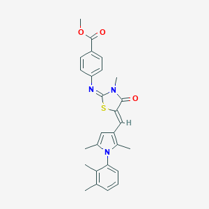 molecular formula C27H27N3O3S B301011 methyl 4-[(5-{[1-(2,3-dimethylphenyl)-2,5-dimethyl-1H-pyrrol-3-yl]methylene}-3-methyl-4-oxo-1,3-thiazolidin-2-ylidene)amino]benzoate 