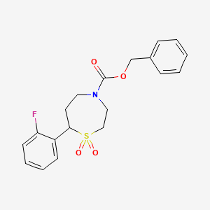 molecular formula C19H20FNO4S B3010117 Benzyl 7-(2-fluorophenyl)-1,4-thiazepane-4-carboxylate 1,1-dioxide CAS No. 2309600-09-5