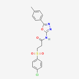 3-((4-chlorophenyl)sulfonyl)-N-(5-(p-tolyl)-1,3,4-oxadiazol-2-yl)propanamide