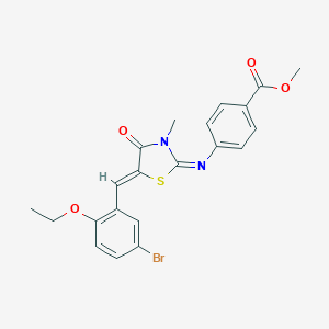 molecular formula C21H19BrN2O4S B301012 Methyl 4-{[5-(5-bromo-2-ethoxybenzylidene)-3-methyl-4-oxo-1,3-thiazolidin-2-ylidene]amino}benzoate 