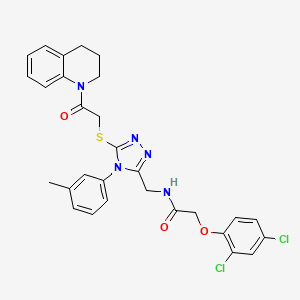 2-(2,4-dichlorophenoxy)-N-[[5-[2-(3,4-dihydro-2H-quinolin-1-yl)-2-oxoethyl]sulfanyl-4-(3-methylphenyl)-1,2,4-triazol-3-yl]methyl]acetamide