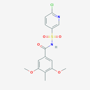 molecular formula C15H15ClN2O5S B3010134 N-[(6-chloropyridin-3-yl)sulfonyl]-3,5-dimethoxy-4-methylbenzamide CAS No. 1259166-34-1