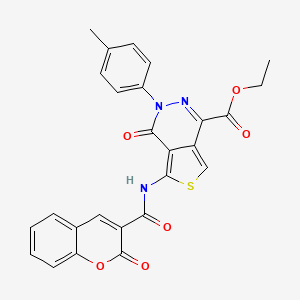 molecular formula C26H19N3O6S B3010137 ethyl 4-oxo-5-(2-oxo-2H-chromene-3-carboxamido)-3-(p-tolyl)-3,4-dihydrothieno[3,4-d]pyridazine-1-carboxylate CAS No. 851948-77-1