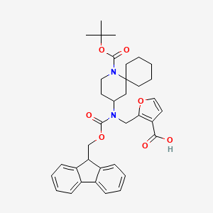 molecular formula C36H42N2O7 B3010141 2-[[9H-Fluoren-9-ylmethoxycarbonyl-[1-[(2-methylpropan-2-yl)oxycarbonyl]-1-azaspiro[5.5]undecan-4-yl]amino]methyl]furan-3-carboxylic acid CAS No. 2138040-04-5