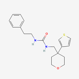 molecular formula C19H24N2O2S B3010162 1-phenethyl-3-((4-(thiophen-3-yl)tetrahydro-2H-pyran-4-yl)methyl)urea CAS No. 2320686-00-6