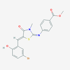 molecular formula C19H15BrN2O4S B301017 Methyl 4-{[5-(5-bromo-2-hydroxybenzylidene)-3-methyl-4-oxo-1,3-thiazolidin-2-ylidene]amino}benzoate 