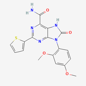 molecular formula C18H15N5O4S B3010177 9-(2,4-dimethoxyphenyl)-8-oxo-2-(thiophen-2-yl)-8,9-dihydro-7H-purine-6-carboxamide CAS No. 898447-12-6