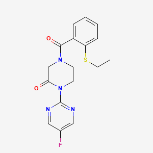 4-(2-Ethylsulfanylbenzoyl)-1-(5-fluoropyrimidin-2-yl)piperazin-2-one
