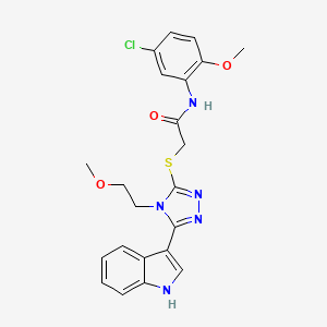 molecular formula C22H22ClN5O3S B3010207 2-((5-(1H-吲哚-3-基)-4-(2-甲氧基乙基)-4H-1,2,4-三唑-3-基)硫代)-N-(5-氯-2-甲氧基苯基)乙酰胺 CAS No. 852144-74-2