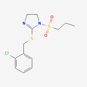 molecular formula C13H17ClN2O2S2 B3010209 2-[(2-氯苯基)甲硫基]-1-丙基磺酰基-4,5-二氢咪唑 CAS No. 868217-77-0