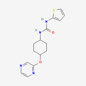 molecular formula C15H18N4O2S B3010226 1-((1r,4r)-4-(Pyrazin-2-yloxy)cyclohexyl)-3-(thiophen-2-yl)urea CAS No. 2034316-90-8