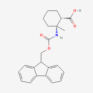 molecular formula C23H25NO4 B3010250 N-Fmoc-(+/-)-cis-2-amino-2-methyl-cyclohexane-carboxylic acid CAS No. 1335031-48-5