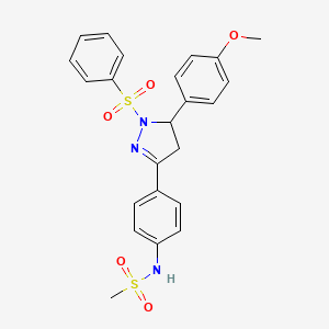 N-[4-[2-(benzenesulfonyl)-3-(4-methoxyphenyl)-3,4-dihydropyrazol-5-yl]phenyl]methanesulfonamide
