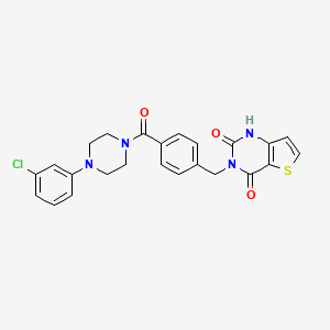 molecular formula C24H21ClN4O3S B3010262 3-(4-(4-(3-chlorophenyl)piperazine-1-carbonyl)benzyl)thieno[3,2-d]pyrimidine-2,4(1H,3H)-dione CAS No. 923122-07-0