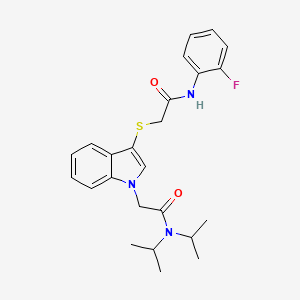 molecular formula C24H28FN3O2S B3010264 2-(3-((2-((2-氟苯基)氨基)-2-氧代乙基)硫)-1H-吲哚-1-基)-N,N-二异丙基乙酰胺 CAS No. 892743-62-3