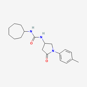 molecular formula C19H27N3O2 B3010266 1-Cycloheptyl-3-(5-oxo-1-(p-tolyl)pyrrolidin-3-yl)urea CAS No. 894017-46-0