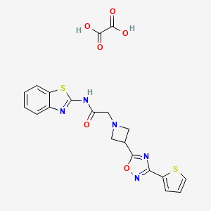 molecular formula C20H17N5O6S2 B3010271 N-(benzo[d]thiazol-2-yl)-2-(3-(3-(thiophen-2-yl)-1,2,4-oxadiazol-5-yl)azetidin-1-yl)acetamide oxalate CAS No. 1351621-29-8