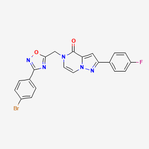 molecular formula C21H13BrFN5O2 B3010279 5-{[3-(4-溴苯基)-1,2,4-恶二唑-5-基]甲基}-2-(4-氟苯基)吡唑并[1,5-a]哒嗪-4(5H)-酮 CAS No. 1358375-57-1