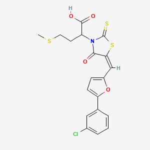 (E)-2-(5-((5-(3-chlorophenyl)furan-2-yl)methylene)-4-oxo-2-thioxothiazolidin-3-yl)-4-(methylthio)butanoic acid