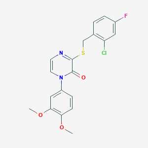 3-((2-chloro-4-fluorobenzyl)thio)-1-(3,4-dimethoxyphenyl)pyrazin-2(1H)-one