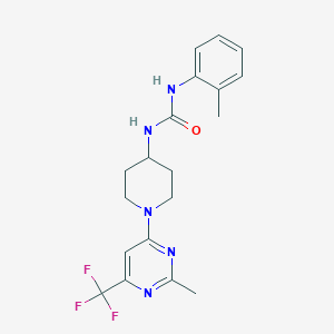 molecular formula C19H22F3N5O B3010295 1-(1-(2-甲基-6-(三氟甲基)嘧啶-4-基)哌啶-4-基)-3-(邻甲苯基)脲 CAS No. 2034599-46-5