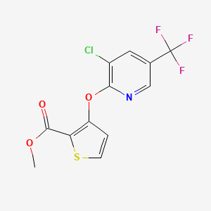 molecular formula C12H7ClF3NO3S B3010297 Methyl 3-{[3-chloro-5-(trifluoromethyl)-2-pyridinyl]oxy}-2-thiophenecarboxylate CAS No. 338756-06-2