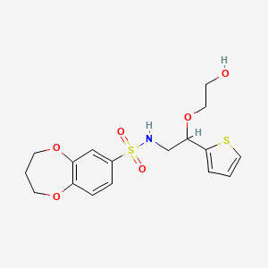 molecular formula C17H21NO6S2 B3010299 N-(2-(2-hydroxyethoxy)-2-(thiophen-2-yl)ethyl)-3,4-dihydro-2H-benzo[b][1,4]dioxepine-7-sulfonamide CAS No. 2034303-64-3