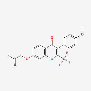 molecular formula C21H17F3O4 B3010317 3-(4-methoxyphenyl)-7-((2-methylallyl)oxy)-2-(trifluoromethyl)-4H-chromen-4-one CAS No. 845653-67-0
