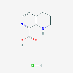 molecular formula C9H11ClN2O2 B3010322 1,2,3,4-四氢-1,7-萘啶-8-羧酸；盐酸盐 CAS No. 2551120-56-8