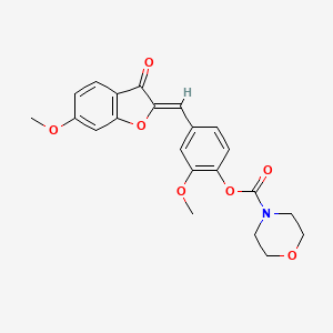 molecular formula C22H21NO7 B3010328 (Z)-2-methoxy-4-((6-methoxy-3-oxobenzofuran-2(3H)-ylidene)methyl)phenyl morpholine-4-carboxylate CAS No. 869078-83-1