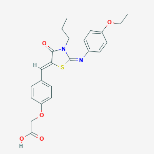 molecular formula C23H24N2O5S B301033 [4-({2-[(4-Ethoxyphenyl)imino]-4-oxo-3-propyl-1,3-thiazolidin-5-ylidene}methyl)phenoxy]acetic acid 