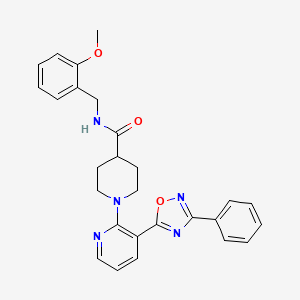 N-(2-methoxybenzyl)-1-(3-(3-phenyl-1,2,4-oxadiazol-5-yl)pyridin-2-yl)piperidine-4-carboxamide