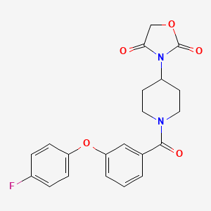 molecular formula C21H19FN2O5 B3010333 3-(1-(3-(4-Fluorophenoxy)benzoyl)piperidin-4-yl)oxazolidine-2,4-dione CAS No. 2034524-76-8