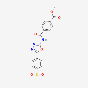 molecular formula C18H15N3O6S B3010359 Methyl 4-[[5-(4-methylsulfonylphenyl)-1,3,4-oxadiazol-2-yl]carbamoyl]benzoate CAS No. 886911-97-3