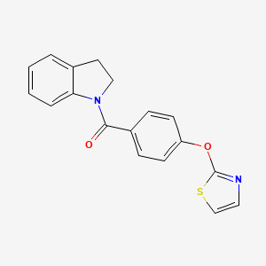 molecular formula C18H14N2O2S B3010363 1-[4-(1,3-噻唑-2-氧代)苯甲酰]-2,3-二氢-1H-吲哚 CAS No. 1903326-61-3
