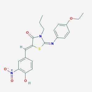 molecular formula C21H21N3O5S B301037 2-[(4-Ethoxyphenyl)imino]-5-{4-hydroxy-3-nitrobenzylidene}-3-propyl-1,3-thiazolidin-4-one 