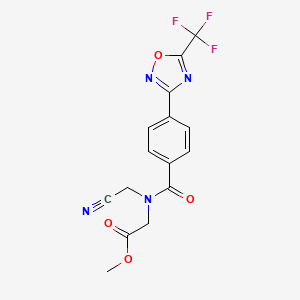 molecular formula C15H11F3N4O4 B3010375 Methyl 2-[N-(cyanomethyl)-1-{4-[5-(trifluoromethyl)-1,2,4-oxadiazol-3-yl]phenyl}formamido]acetate CAS No. 1803603-77-1