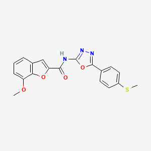 molecular formula C19H15N3O4S B3010397 7-甲氧基-N-(5-(4-(甲硫基)苯基)-1,3,4-恶二唑-2-基)苯并呋喃-2-甲酰胺 CAS No. 1105204-61-2