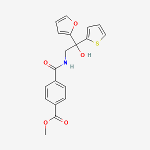 molecular formula C19H17NO5S B3010399 Methyl 4-((2-(furan-2-yl)-2-hydroxy-2-(thiophen-2-yl)ethyl)carbamoyl)benzoate CAS No. 2034484-35-8