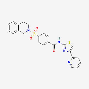 molecular formula C24H20N4O3S2 B3010402 4-(3,4-二氢-1H-异喹啉-2-基磺酰基)-N-(4-吡啶-2-基-1,3-噻唑-2-基)苯甲酰胺 CAS No. 361480-75-3
