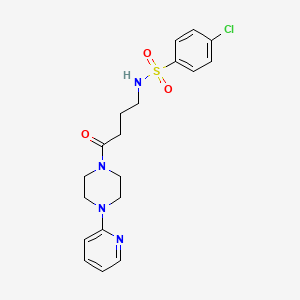 molecular formula C19H23ClN4O3S B3010403 4-chloro-N-(4-oxo-4-(4-(pyridin-2-yl)piperazin-1-yl)butyl)benzenesulfonamide CAS No. 941951-20-8