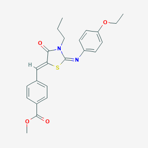molecular formula C23H24N2O4S B301041 methyl 4-[(Z)-{(2E)-2-[(4-ethoxyphenyl)imino]-4-oxo-3-propyl-1,3-thiazolidin-5-ylidene}methyl]benzoate 