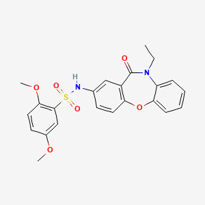 molecular formula C23H22N2O6S B3010415 N-(10-ethyl-11-oxo-10,11-dihydrodibenzo[b,f][1,4]oxazepin-2-yl)-2,5-dimethoxybenzenesulfonamide CAS No. 922136-69-4