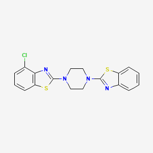 molecular formula C18H15ClN4S2 B3010416 2-[4-(1,3-Benzothiazol-2-yl)piperazin-1-yl]-4-chloro-1,3-benzothiazole CAS No. 862977-18-2
