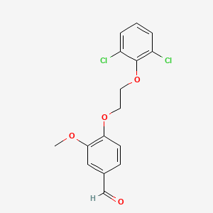 molecular formula C16H14Cl2O4 B3010417 4-[2-(2,6-Dichlorophenoxy)ethoxy]-3-methoxybenzaldehyde CAS No. 428494-18-2